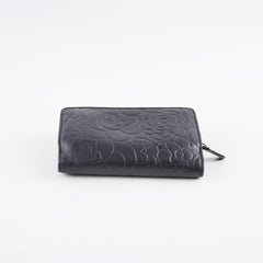 Chanel Camelia Embossed Lambskin Bi-Fold Wallet Black