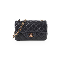 Chanel Mini Rectangular Lambskin Black - Rose Gold HW (Microchipped)