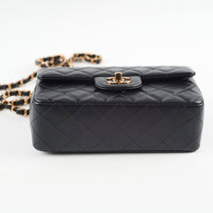Chanel Mini Rectangular Lambskin Black - Rose Gold HW (Microchipped)