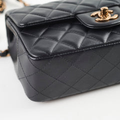 Chanel Mini Rectangular Lambskin Black - Rose Gold HW (Microchipped)