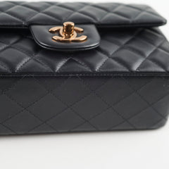 Chanel Mini Rectangular Lambskin Black - Rose Gold HW (Microchipped)