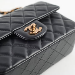 Chanel Mini Rectangular Lambskin Black - Rose Gold HW (Microchipped)