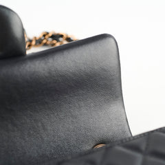 Chanel Mini Rectangular Lambskin Black - Rose Gold HW (Microchipped)