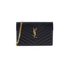 Saint Laurent Cassandre Black Wallet On Chain WOC