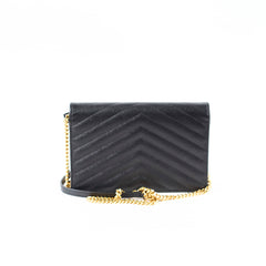 Saint Laurent Cassandre Black Wallet On Chain WOC