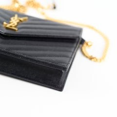 Saint Laurent Cassandre Black Wallet On Chain WOC
