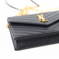 Saint Laurent Cassandre Black Wallet On Chain WOC