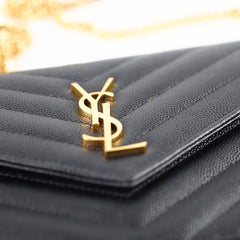 Saint Laurent Cassandre Black Wallet On Chain WOC