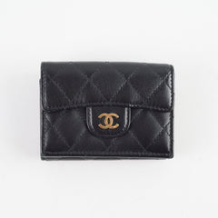 Chanel Tri Fold Black Lambskin Wallet