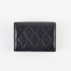 Chanel Tri Fold Black Lambskin Wallet