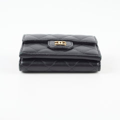Chanel Tri Fold Black Lambskin Wallet