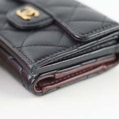 Chanel Tri Fold Black Lambskin Wallet