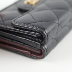 Chanel Tri Fold Black Lambskin Wallet