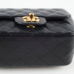 Chanel Caviar Mini Square 24k Gold Black - Series 12