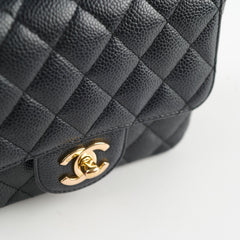 Chanel Caviar Mini Square 24k Gold Black - Series 12