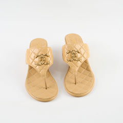 Chanel Quilted Wedge Sandals Beige - Size 40