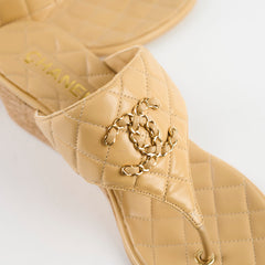 Chanel Quilted Wedge Sandals Beige - Size 40