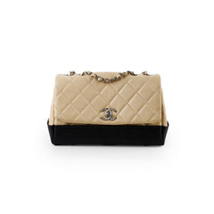 Chanel CC Bicolour Quilted Shoulder Bag Beige/Black