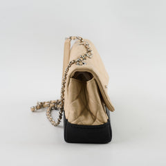 Chanel CC Bicolour Quilted Shoulder Bag Beige/Black