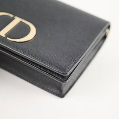 Christian Dior 2 in 1 30 Montaigne Pouch Black Calfskin