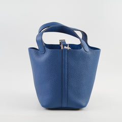 Hermes Picotin 18 Clemence Blue Tie - Stamp W