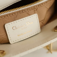 Christian Dior Lady Dior Small Lambskin White LGHW