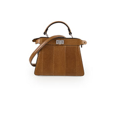 Fendi Petite Peekaboo I See U Top Handle Python Leather Beige shoulder bag