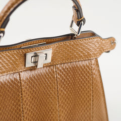 Fendi Petite Peekaboo I See U Top Handle Python Leather Beige shoulder bag
