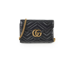 Gucci GG Marmont Matelasse Chevron Leather WOC Black