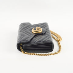 Gucci GG Marmont Matelasse Chevron Leather WOC Black