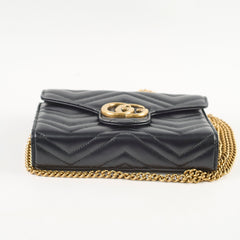 Gucci GG Marmont Matelasse Chevron Leather WOC Black