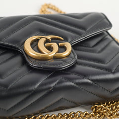 Gucci GG Marmont Matelasse Chevron Leather WOC Black
