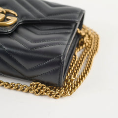 Gucci GG Marmont Matelasse Chevron Leather WOC Black