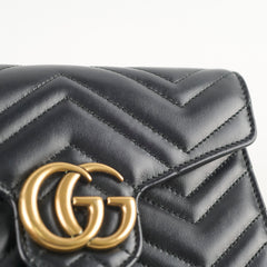 Gucci GG Marmont Matelasse Chevron Leather WOC Black