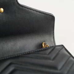 Gucci GG Marmont Matelasse Chevron Leather WOC Black