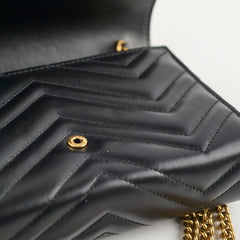 Gucci GG Marmont Matelasse Chevron Leather WOC Black
