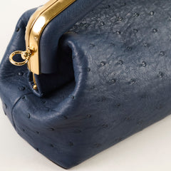 Fendi First Clutch Blue Ostrich Leather