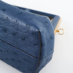 Fendi First Clutch Blue Ostrich Leather