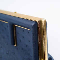 Fendi First Clutch Blue Ostrich Leather