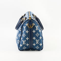 Louis Vuitton Blue Monogram Denim Jacquard Speedy 25 Bandoulière Gold Hardware, 2022