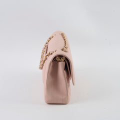 Chanel Chevron-quilted Classic Flap Calfskin Pink