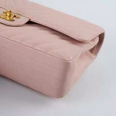 Chanel Chevron-quilted Classic Flap Calfskin Pink