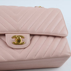 Chanel Chevron-quilted Classic Flap Calfskin Pink