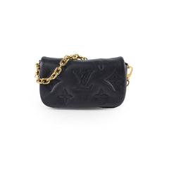 Louis Vuitton Bubblegram Wallet On Strap Black Calfskin Pouch