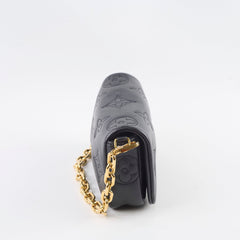 Louis Vuitton Bubblegram Wallet On Strap Black Calfskin Pouch