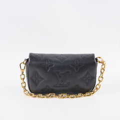 Louis Vuitton Bubblegram Wallet On Strap Black Calfskin Pouch