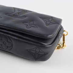 Louis Vuitton Bubblegram Wallet On Strap Black Calfskin Pouch