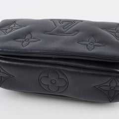 Louis Vuitton Bubblegram Wallet On Strap Black Calfskin Pouch