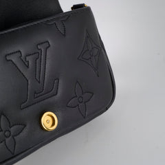 Louis Vuitton Bubblegram Wallet On Strap Black Calfskin Pouch