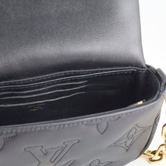 Louis Vuitton Bubblegram Wallet On Strap Black Calfskin Pouch